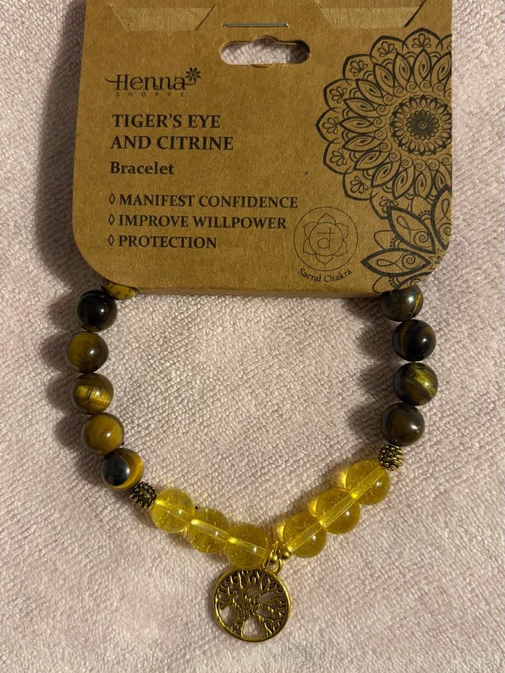 Henna Shoppe Tiger's Eye & Citrine Beaded Bracelet — Yellow & Brown